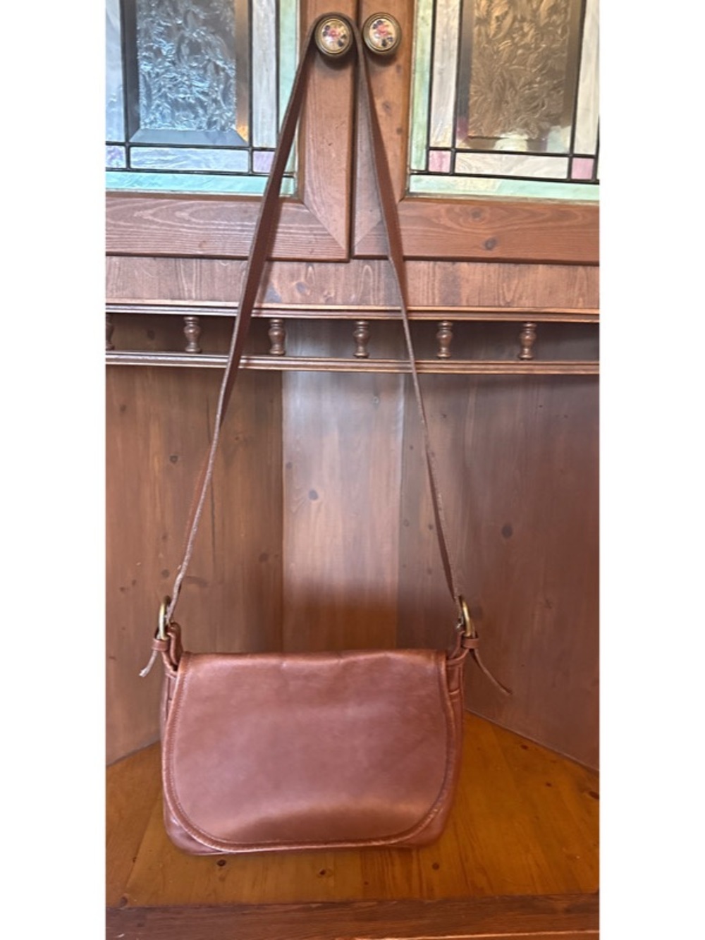 Coach vintage leather  saddle-style crossbody bag - Picture 2 of 16